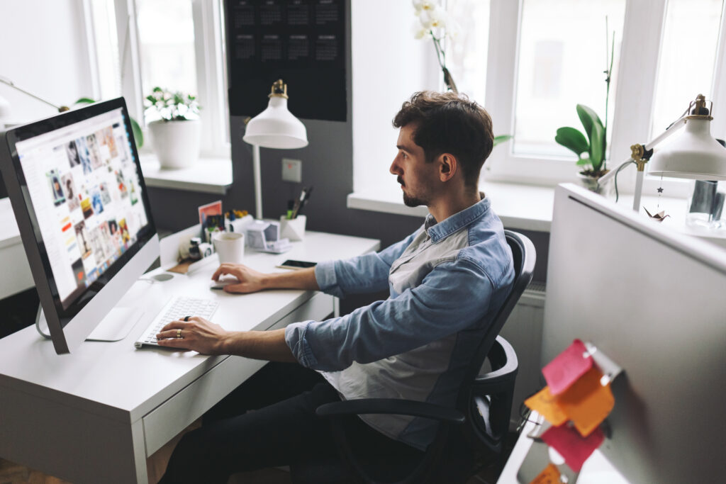 Young man working on computer